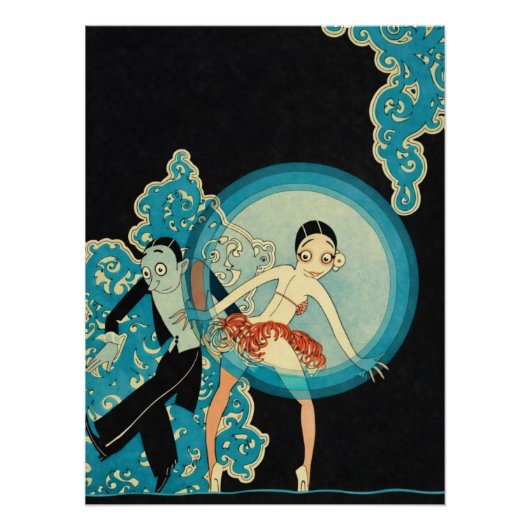Josephine Baker Art Deco Dansend Paar Perfect Poster (Voorkant)