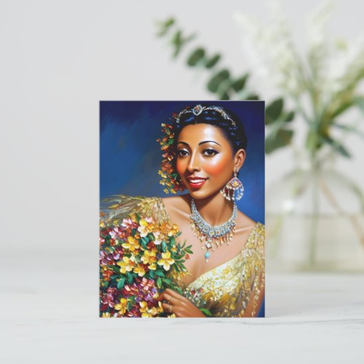 Josephine Baker Floral Art Briefkaart (Staand voorkant)