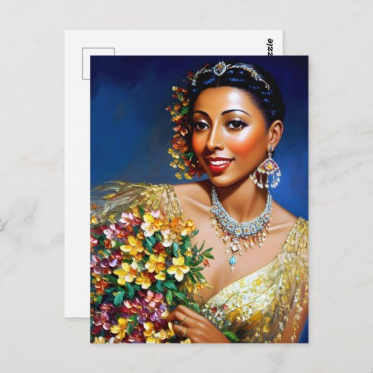 Josephine Baker Floral Art Briefkaart (Voorkant / Achterkant)