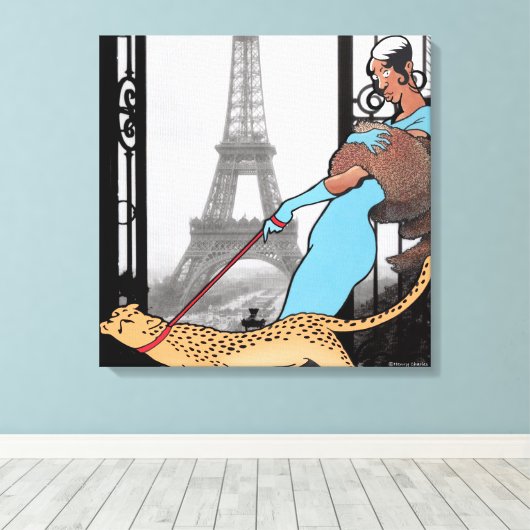 Josephine Baker gewikkeld canvas print (Insitu (Houten vloer))