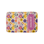 Josephine Kleurrijke Paarse en Gele Moderne Bloeme Badmat (Voorkant)