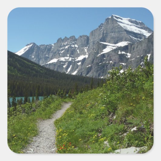 Josephine Lake Trail met Mount Guild bij Glacier Vierkante Sticker (Voorkant)