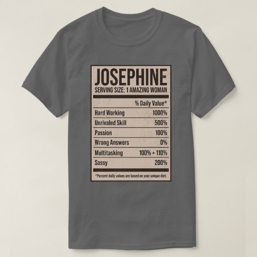 Josephine Nutrition Facts Name Nickname Alias Titl T-shirt (Design voorkant)