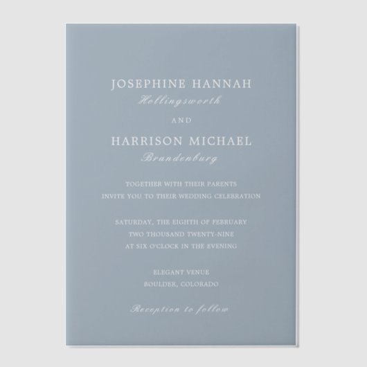 Josephine Traditionele bruiloft Vellum Uitnodigingen (Voorkant)