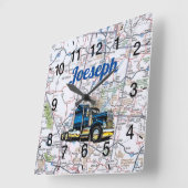Joseph's Trucking Road Map Square Wall Clock Vierkante Klok (Hoek)