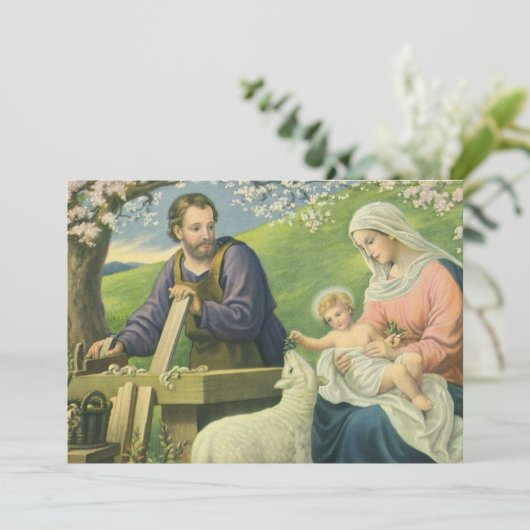 Joseph's Workshop met Mary en Baby Jesus Kaart (Staand voorkant)