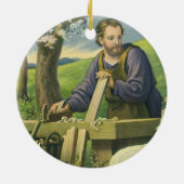 Joseph's Workshop met Mary en Baby Jesus Keramisch Ornament (Achterkant)