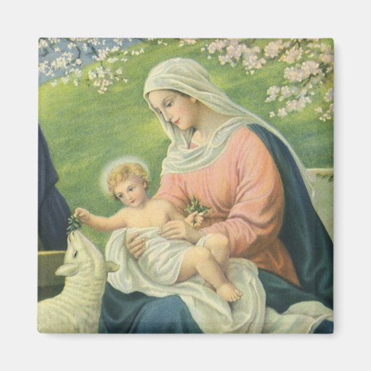 Joseph's Workshop met Mary en Baby Jesus Magneet (Voorkant)