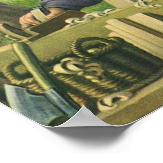 Joseph's Workshop met Mary en Baby Jesus Poster (Hoek)