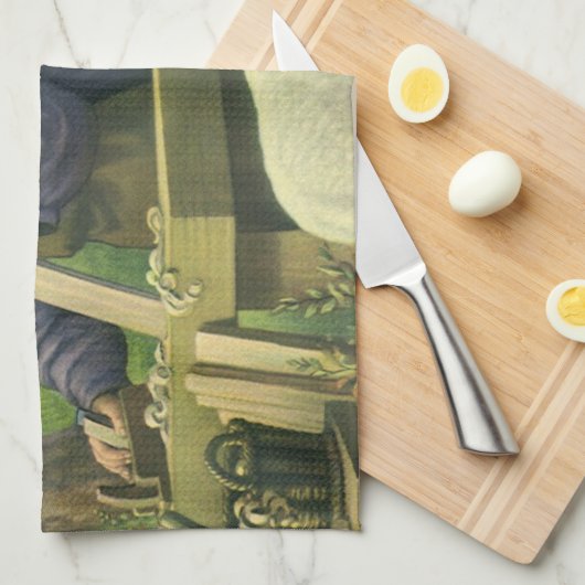 Joseph's Workshop met Mary en Baby Jesus Theedoek (Quarter Fold)