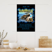 Josh 1:9 Baby jongen die in de rivier vist. Poster (Keuken)
