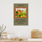 Josh 1:9 Gele en zwarte kanarie spotvogel Poster (Keuken)