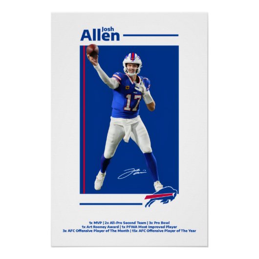 Josh Allen Buffalo Bills Poster (Voorkant)