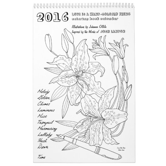 Josh Lanyon kleurboek 2016 kalender (Hoes)