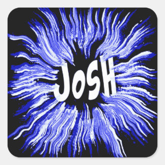 Josh naam ster in blauw vierkante sticker