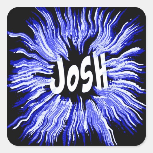 Josh naam ster in blauw vierkante sticker (Voorkant)