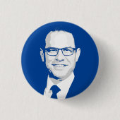 Josh Shapiro Bust Ronde Button 3,2 Cm (Voorkant)