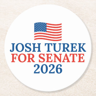 Josh Turek voor Senaat 2026 Verkiezingspartij Ronde Kartonnen Onderzetter