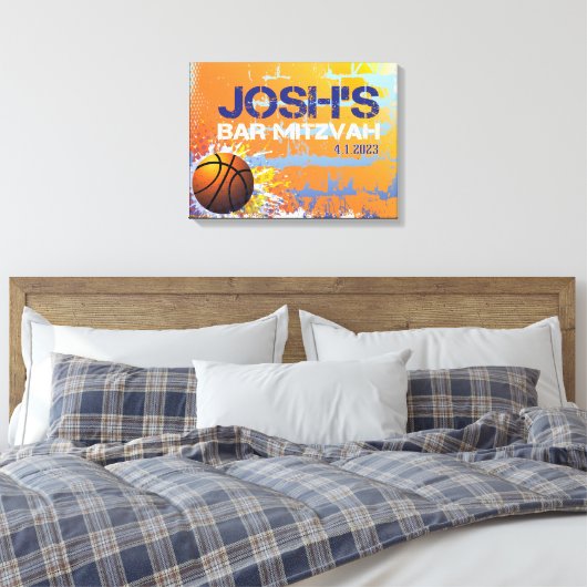JOSH's mitswa teken in bord 1 Canvas Afdruk (Insitu (Slaapkamer))