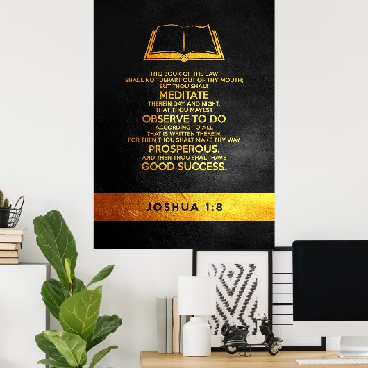 Joshua 1:8 Bijbelversie Poster (Thuiskantoor)