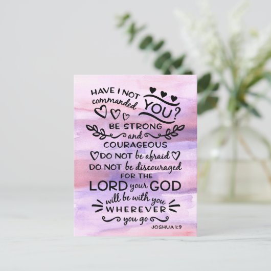 Joshua 1 9 be Sterke Bijbelscriptversie Briefkaart (Staand voorkant)