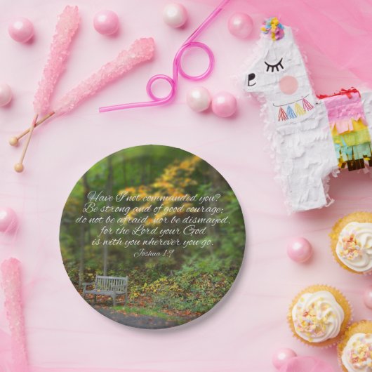 Joshua 1:9 Bijbel Verse Christelijke scripts Papieren Bordje (Feest)