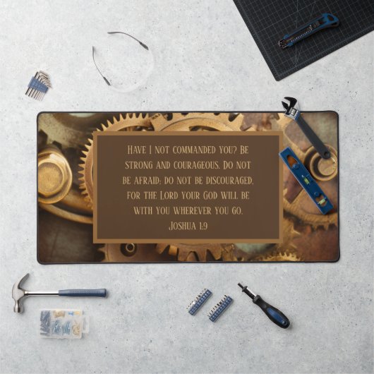 Joshua 1:9 Bureaumat Bijbelvers Versnellingen (Werkstation)