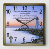 Joshua 1:9:Christelijk Faith gebed Square Wall Cl Vierkante Klok (Voorkant)