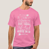 Joshua 1:9 Christelijke Bijbel Verse Roze T-shirt (Voorkant)