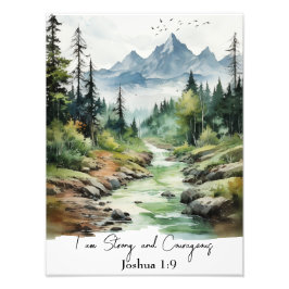 Joshua 1:9 Christelijke kwekerij kunst, bos thema Foto Afdruk