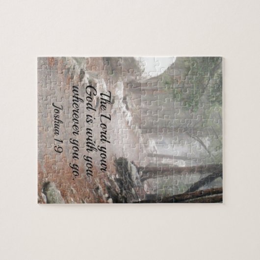 Joshua 1:9 De Heer jouw God is met jou.. Legpuzzel (Horizontaal)