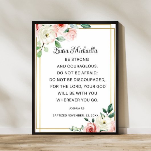 Joshua 1 9 Doop Cadeau Poster