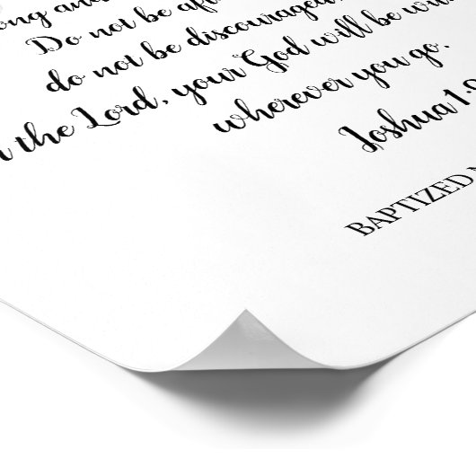 Joshua 1 9 Doop Cadeau Poster (Hoek)