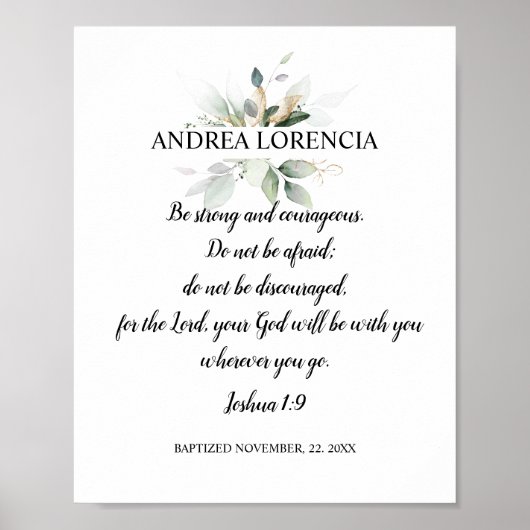 Joshua 1 9 Doop Cadeau Poster (Voorkant)