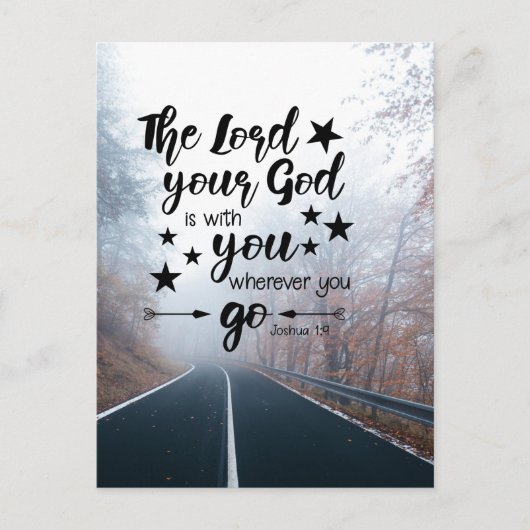 Joshua 1:9 God is bij jou waar je ook gaat Briefkaart (Voorkant)