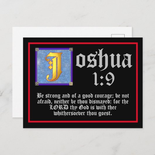 Joshua 1 9 Gold Illumined Letter bijbelprijsopgave Briefkaart (Voorkant / Achterkant)