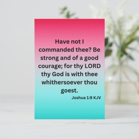 Joshua 1:9 KJV Bijbelscriptie Pic Flat Greeting Kaart (Staand voorkant)