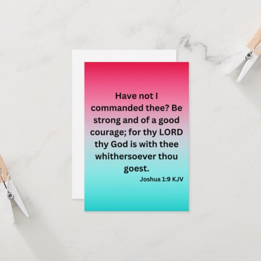 Joshua 1:9 KJV Bijbelscriptie Pic Flat Greeting Kaart (Voorkant / Achterkant in situ)