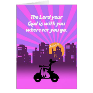 Joshua 1:9 Meisje op scooter w/Skyline - Bijbelver