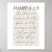 Joshua 1:9 Minimale Boho Beige Arch Script Poster (Voorkant)