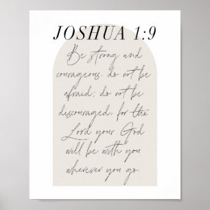Joshua 1:9 Minimale Boho Beige Arch Script Poster