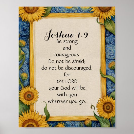 Joshua 1:9 NIV Bijbelvers Kunst Poster (Voorkant)