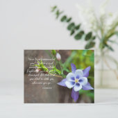 Joshua 1:9 Paarse Columbine Flower Briefkaart (Staand voorkant)