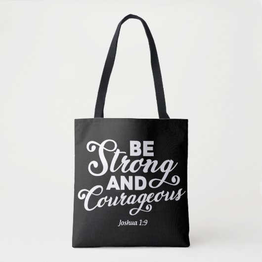 Joshua 1:9 T-shirt: Courageous Faith Statement Tote Bag (Voorkant)