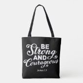 Joshua 1:9 T-shirt: Courageous Faith Statement Tote Bag (Achterkant)