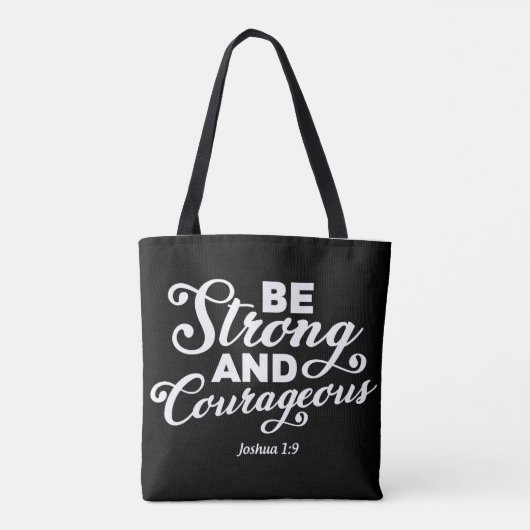 Joshua 1:9 T-shirt: Courageous Faith Statement Tote Bag (Achterkant)