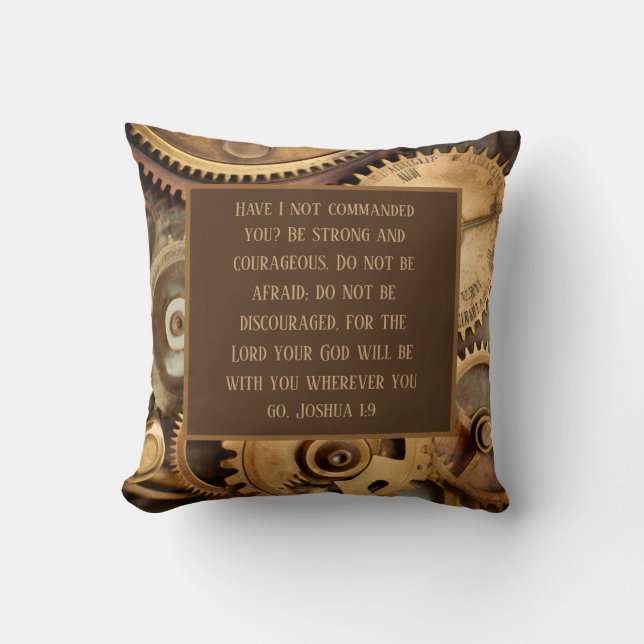 Joshua 1:9 Throw Pillow Encouraging Bible Verse  Kussen (Voorkant)