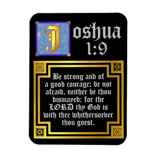 Joshua 1:9 Verlichte Bijbelprijsopgave Testament Magneet (Verticaal)