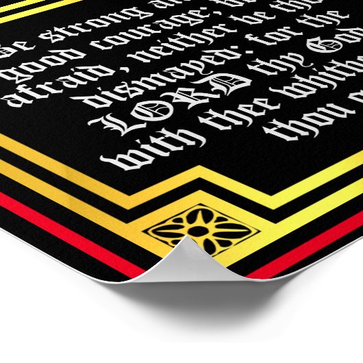 Joshua 1:9 Verlichting oude testamentversie Bijbel Poster (Hoek)