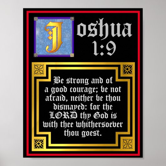 Joshua 1:9 Verlichting oude testamentversie Bijbel Poster (Voorkant)